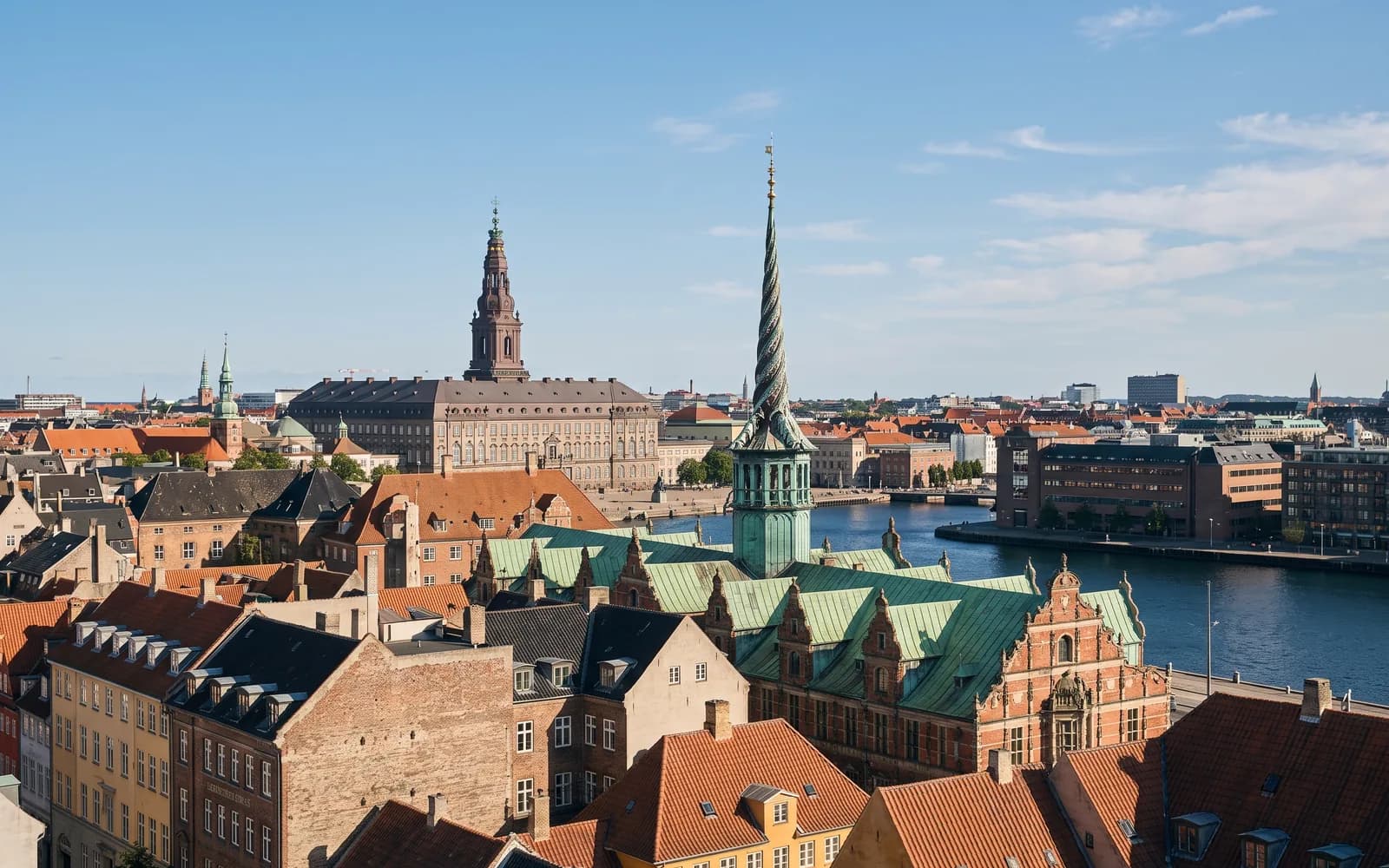 The Copenhagen skyline in clear daytime light