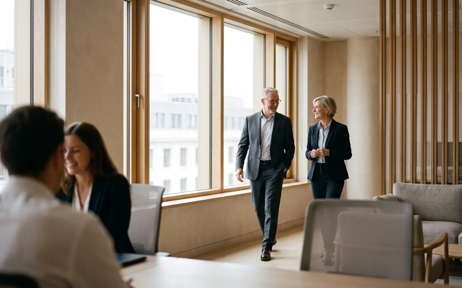 A senior executive looking out over the Copenhagen skyline